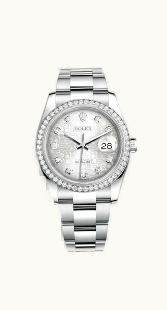 Rolex Datejust 36 Stainless Steel Diamond / Oyster / Silver Computer
