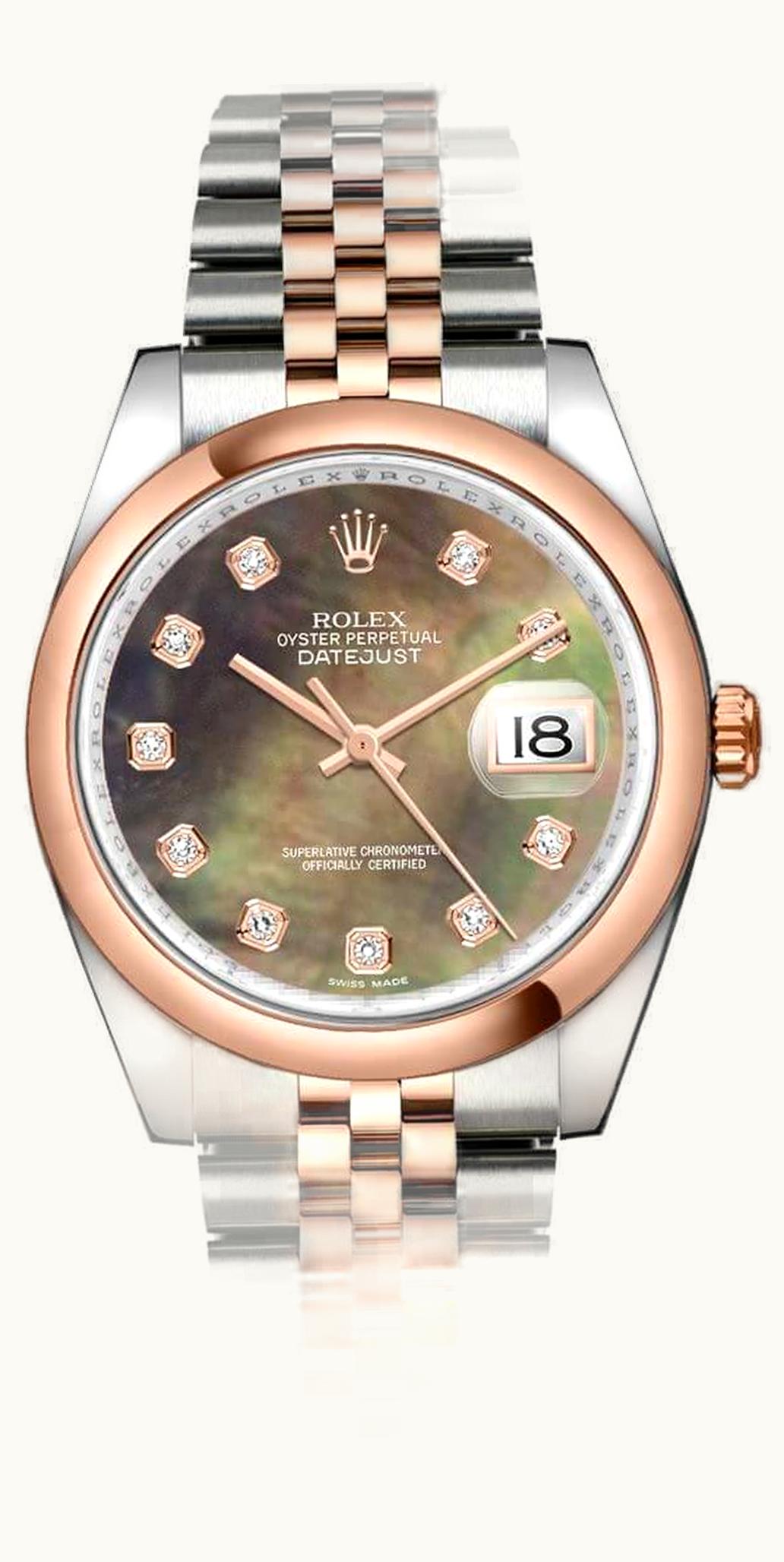 Rolex Datejust 36 Rolesor Everose Domed / Jubilee / White Diamond