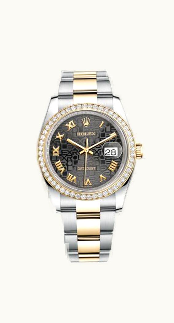 Rolex Datejust 36 Rolesor Yellow Diamond / Oyster / Black Computer Roman