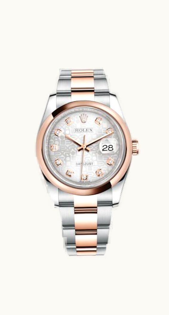 Rolex Datejust 36 Rolesor Everose Domed / Oyster / Silver Computer