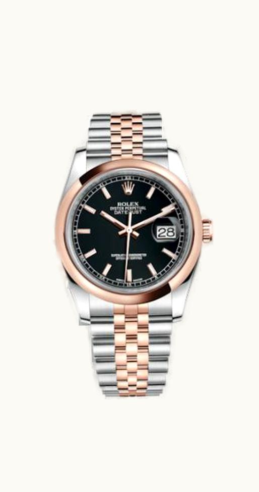 Rolex Datejust 36 Rolesor Everose Domed / Jubilee / Black