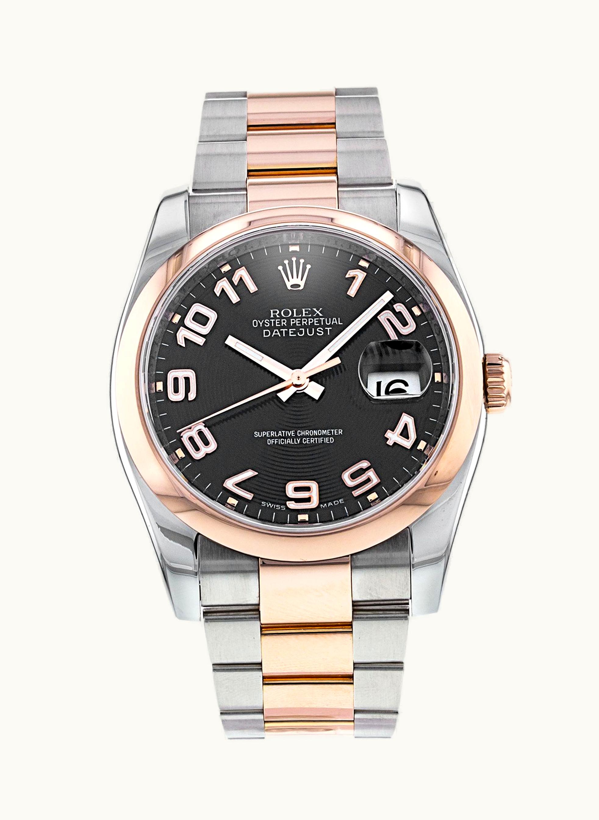 Rolex Datejust 36 Rolesor Everose Domed / Oyster / Black Arabic