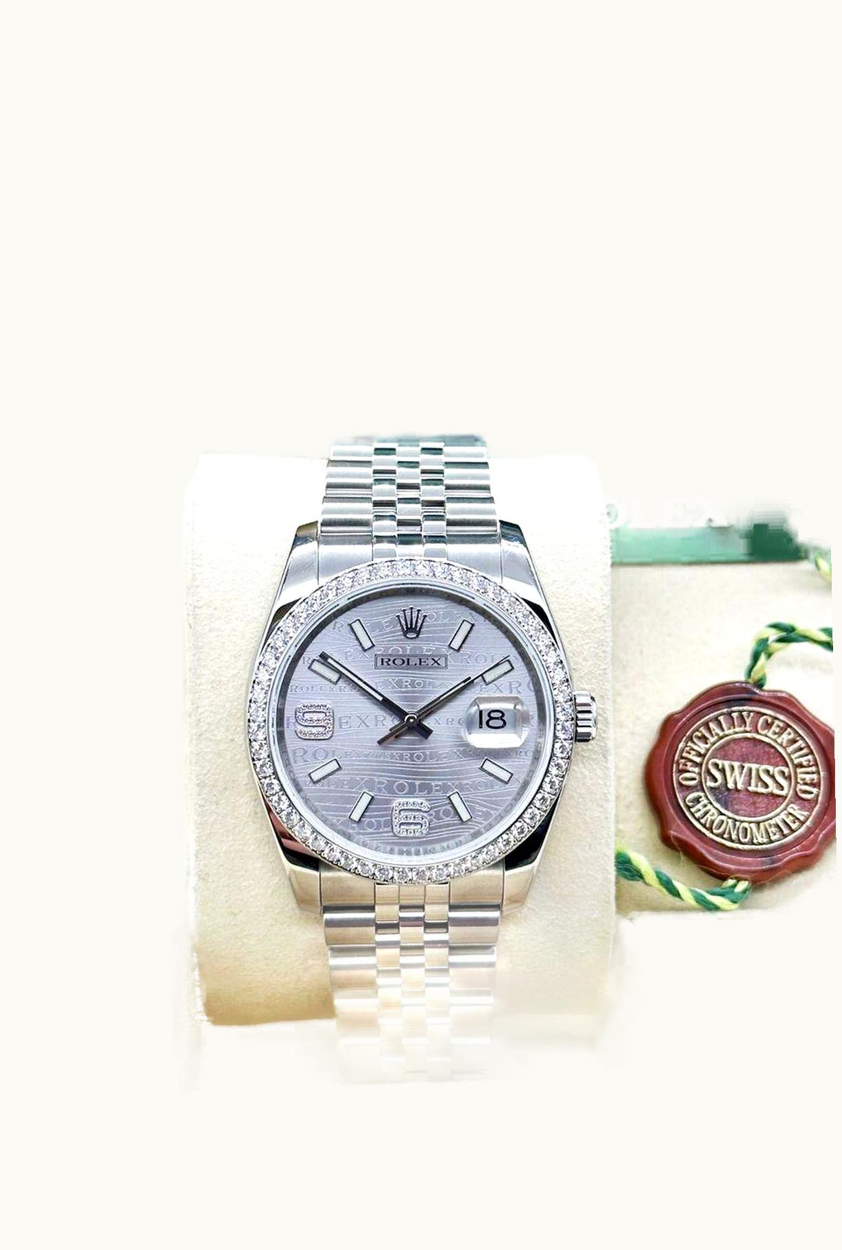 Rolex Datejust 36 Stainless Steel Diamond / Oyster / Rhodium Roman