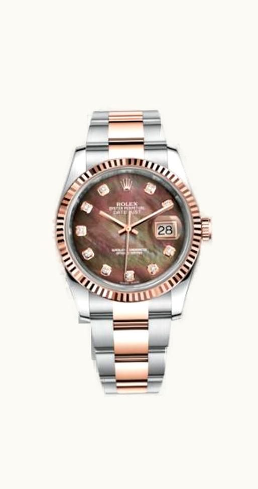 Rolex Datejust 36 Rolesor Everose Fluted / Oyster / Black MOP