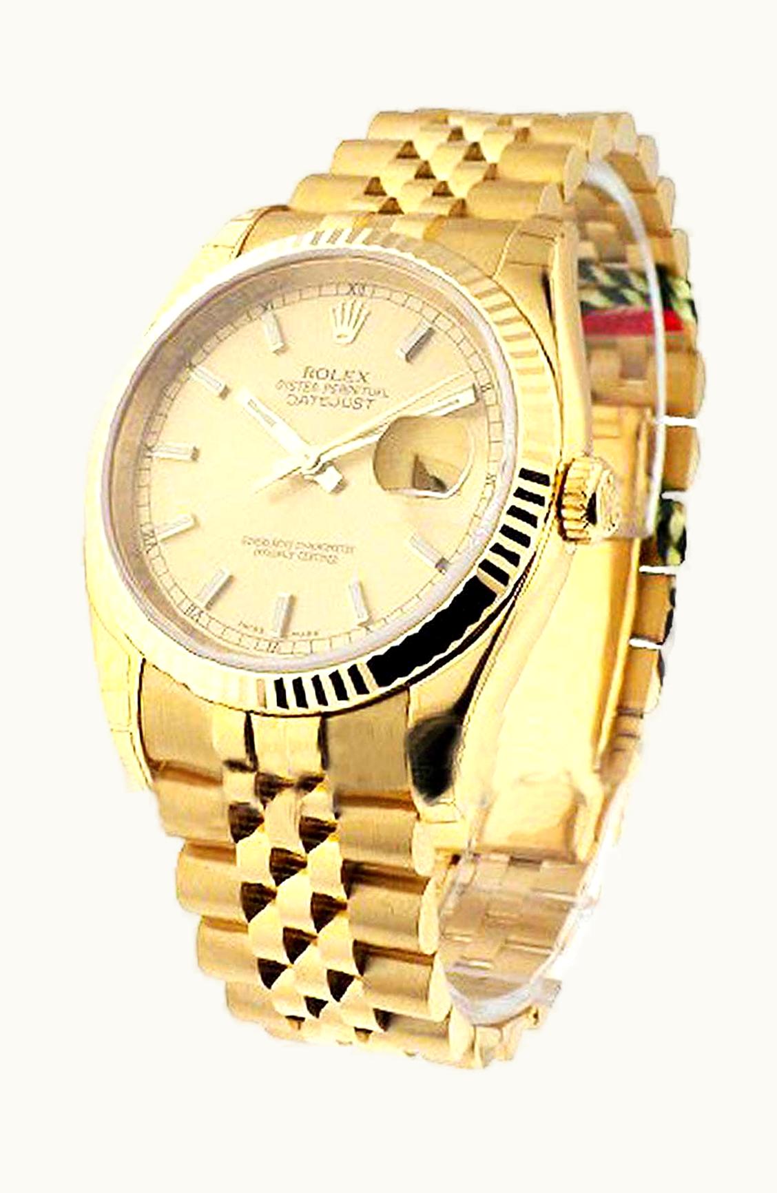 Rolex Datejust 36 Yellow Gold Fluted / Jubilee / Champagne Roman
