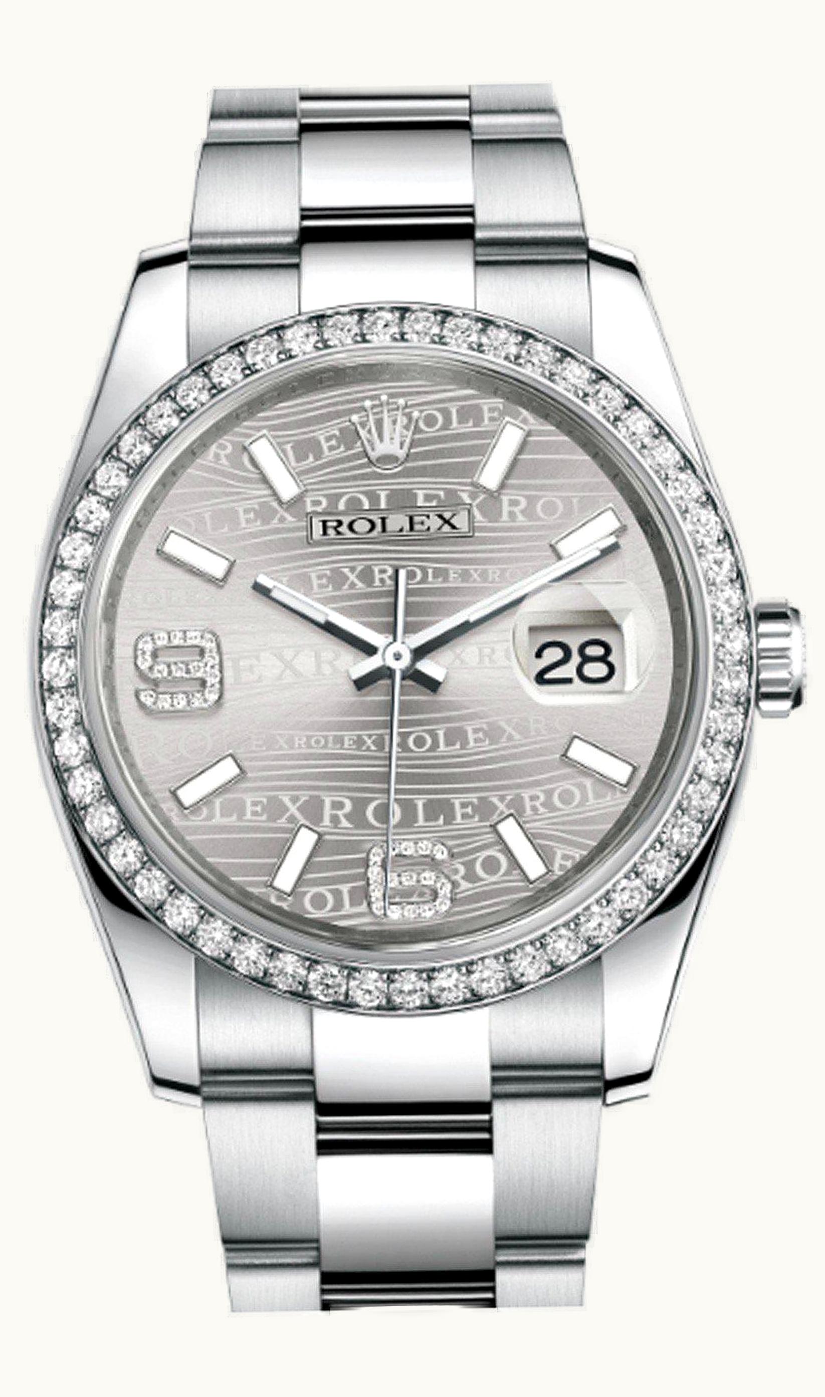 Rolex Datejust 36 Stainless Steel Diamond/ Oyster / Rhodium Wave