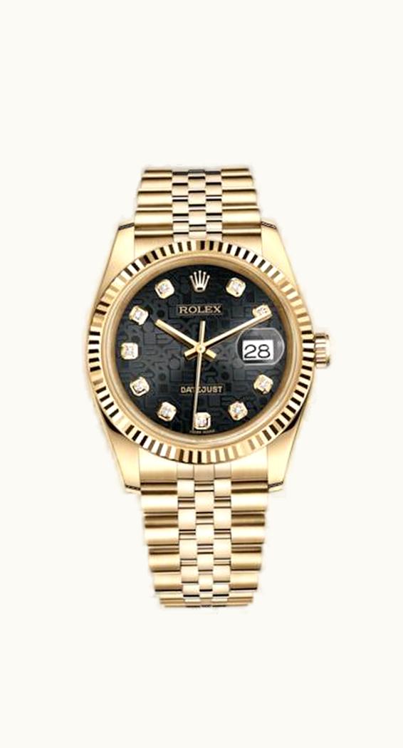 Rolex Datejust 36 Yellow Gold Fluted / Jubilee / Black Computer