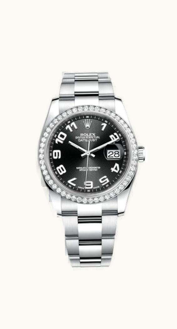 Rolex Datejust 36 Stainless Steel Diamond / Oyster / Black Arabic