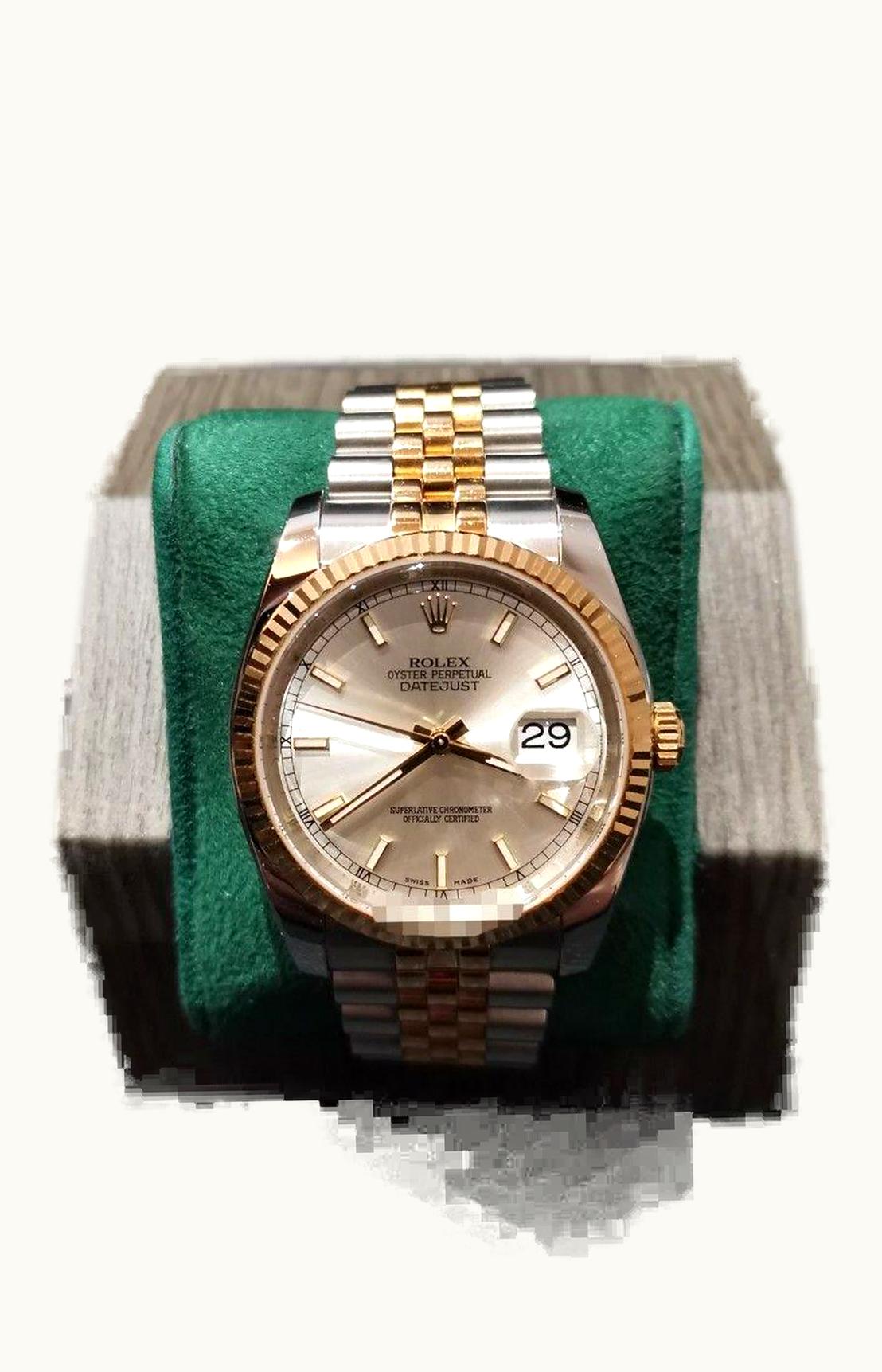 Rolex Datejust 36 Rolesor Yellow Fluted / Oyster / Black Computer