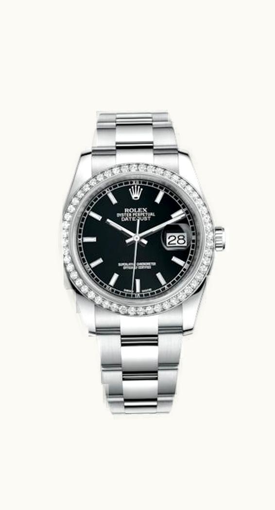 Rolex Datejust 36 Stainless Steel Diamond / Oyster / Black