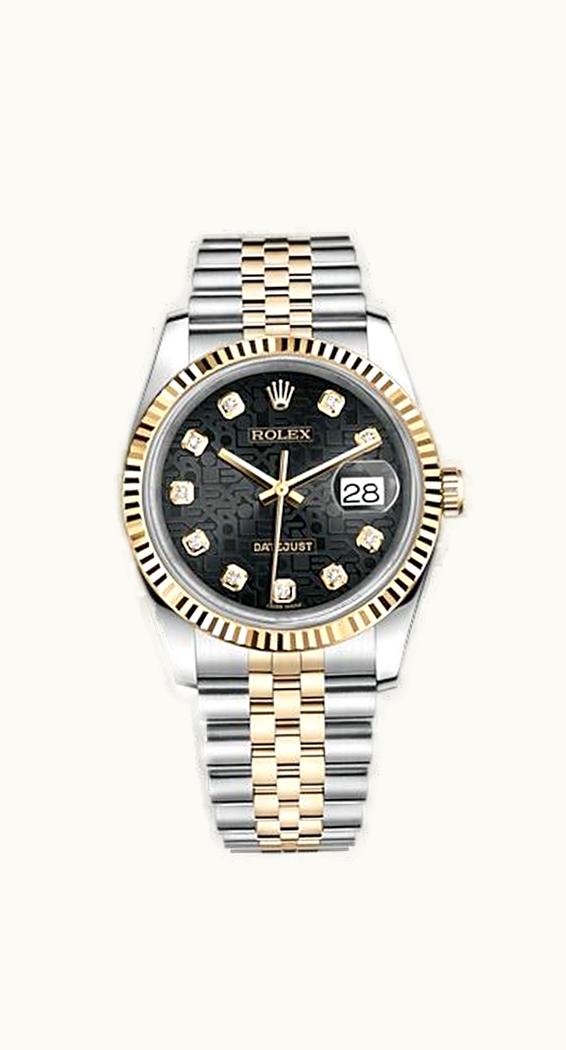 Rolex Datejust 36 Rolesor Yellow Fluted / Jubilee / Black Computer