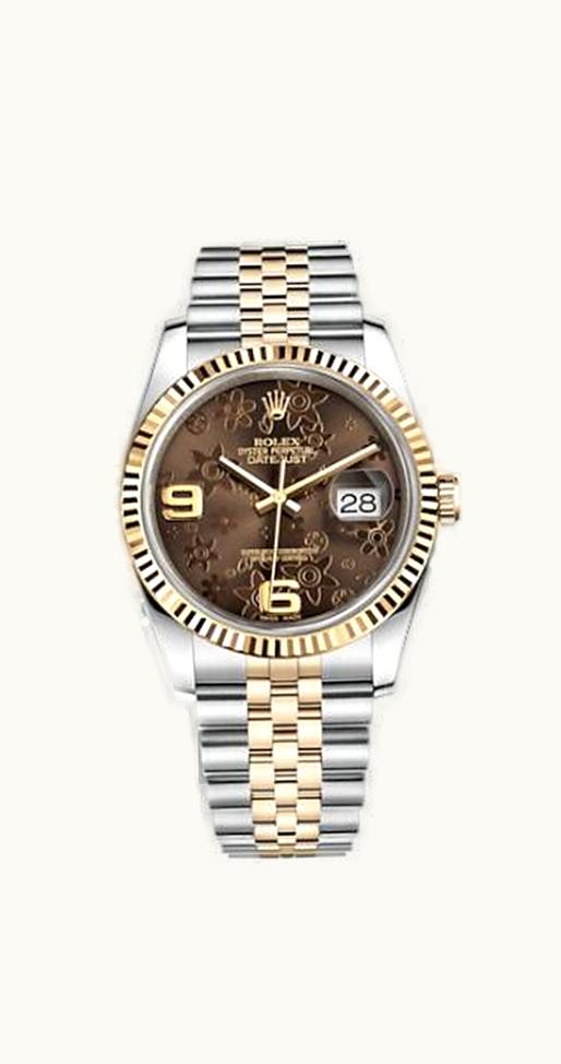 Rolex Datejust 36 Rolesor Yellow Fluted / Jubilee / Bronze Floral