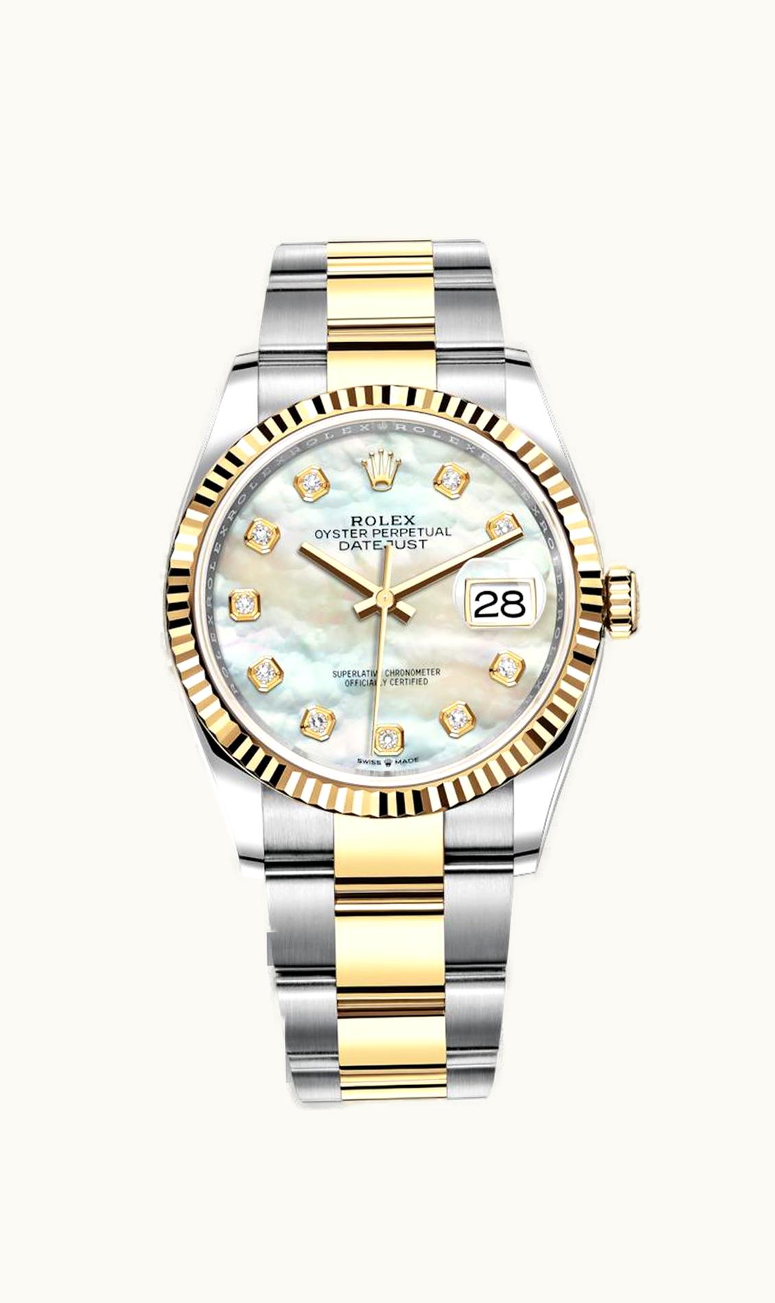 Rolex Datejust 36 Stainless Steel / Yellow Gold / Fluted / MOP Diamond / Oyster