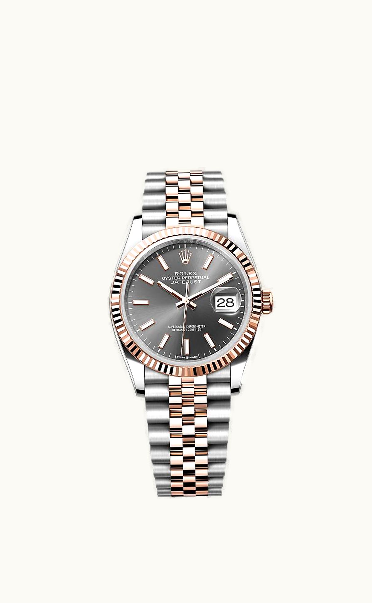 Rolex Datejust 36 Stainless Steel / Everose / Fluted / Slate / Jubilee