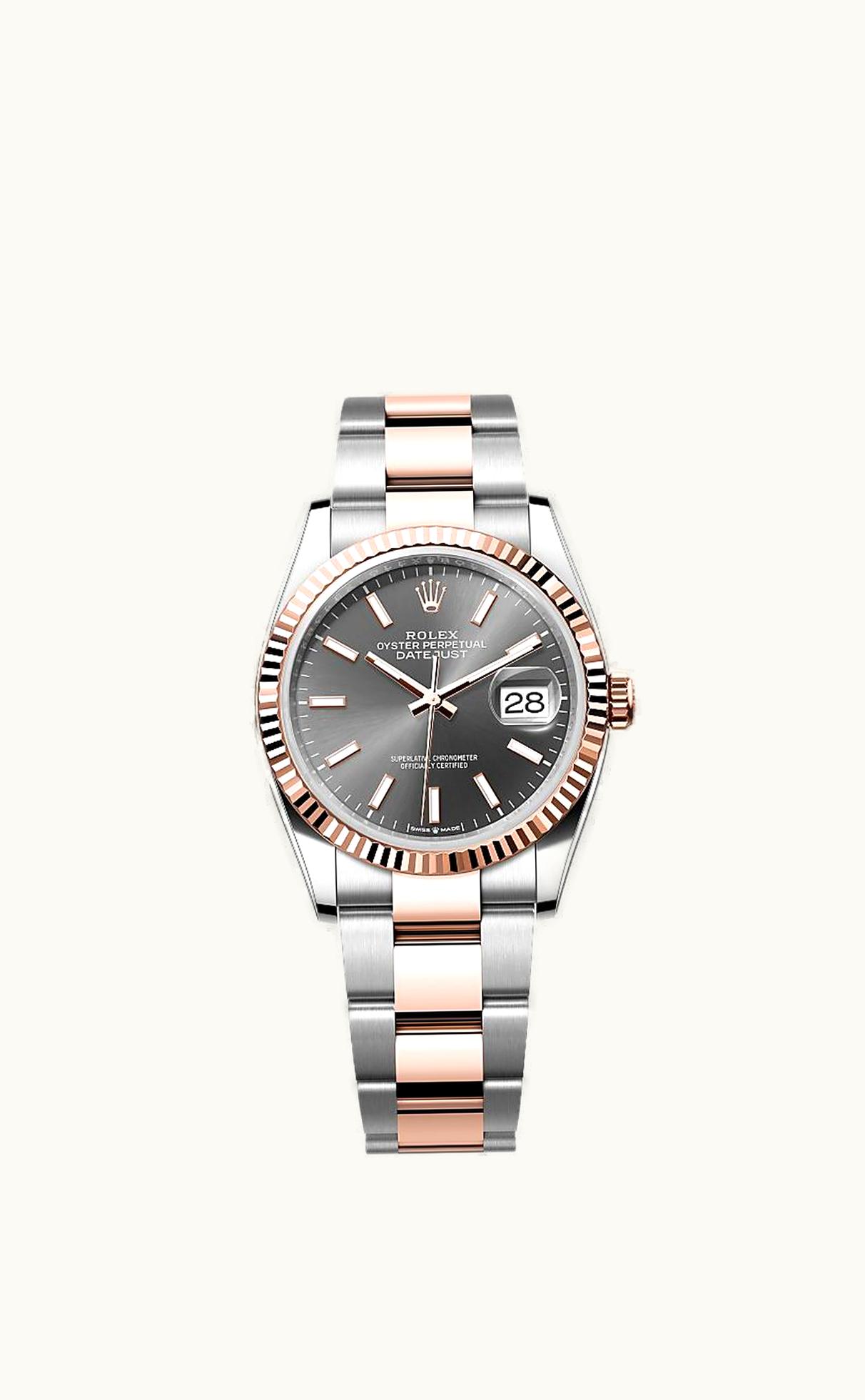 Rolex Datejust 36 Stainless Steel / Everose / Fluted / Slate / Oyster