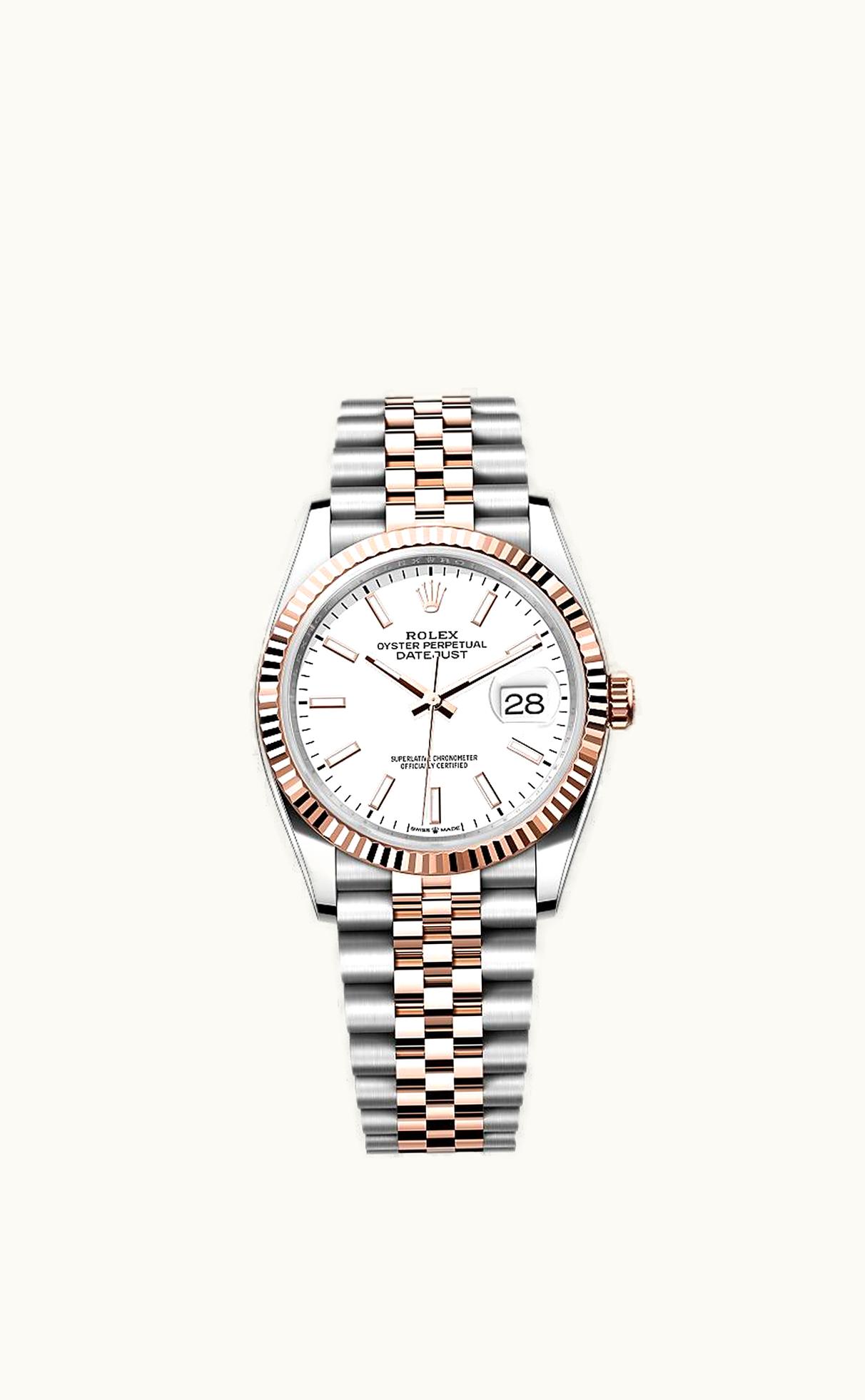 Rolex Datejust 36 Stainless Steel / Everose / Fluted / White / Jubilee