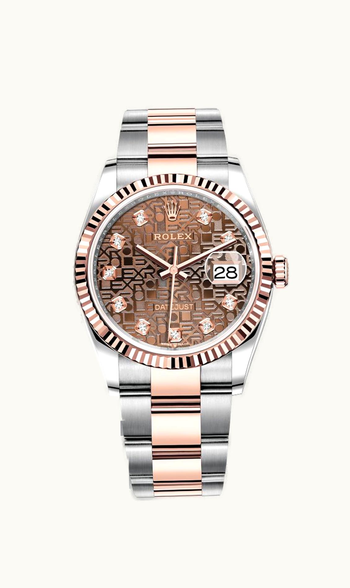 Rolex Datejust 36 Stainless Steel / Everose / Fluted / Chocolate Computer / Oyster