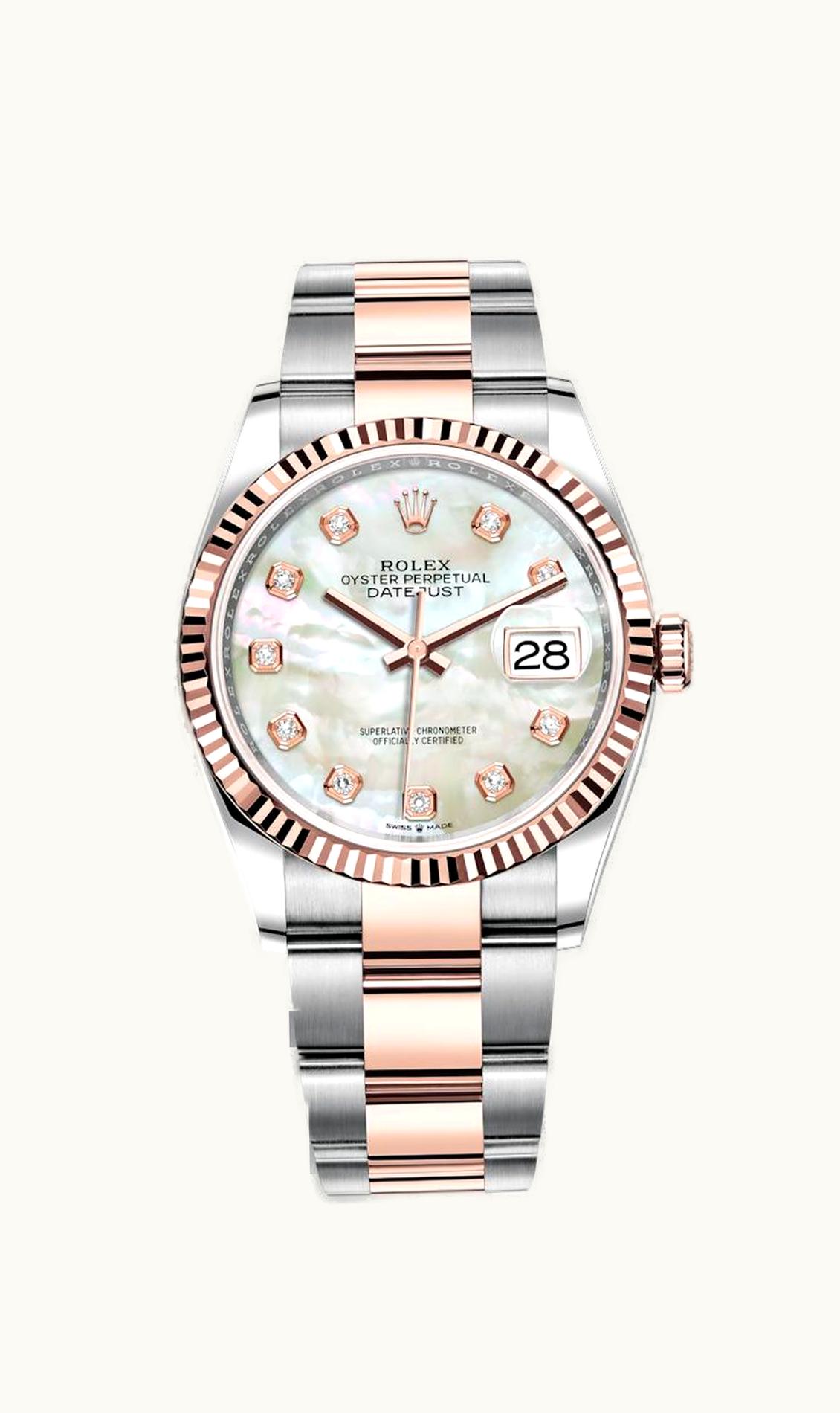 Rolex Datejust 36 Stainless Steel / Everose / Fluted / MOP Diamond / Oyster