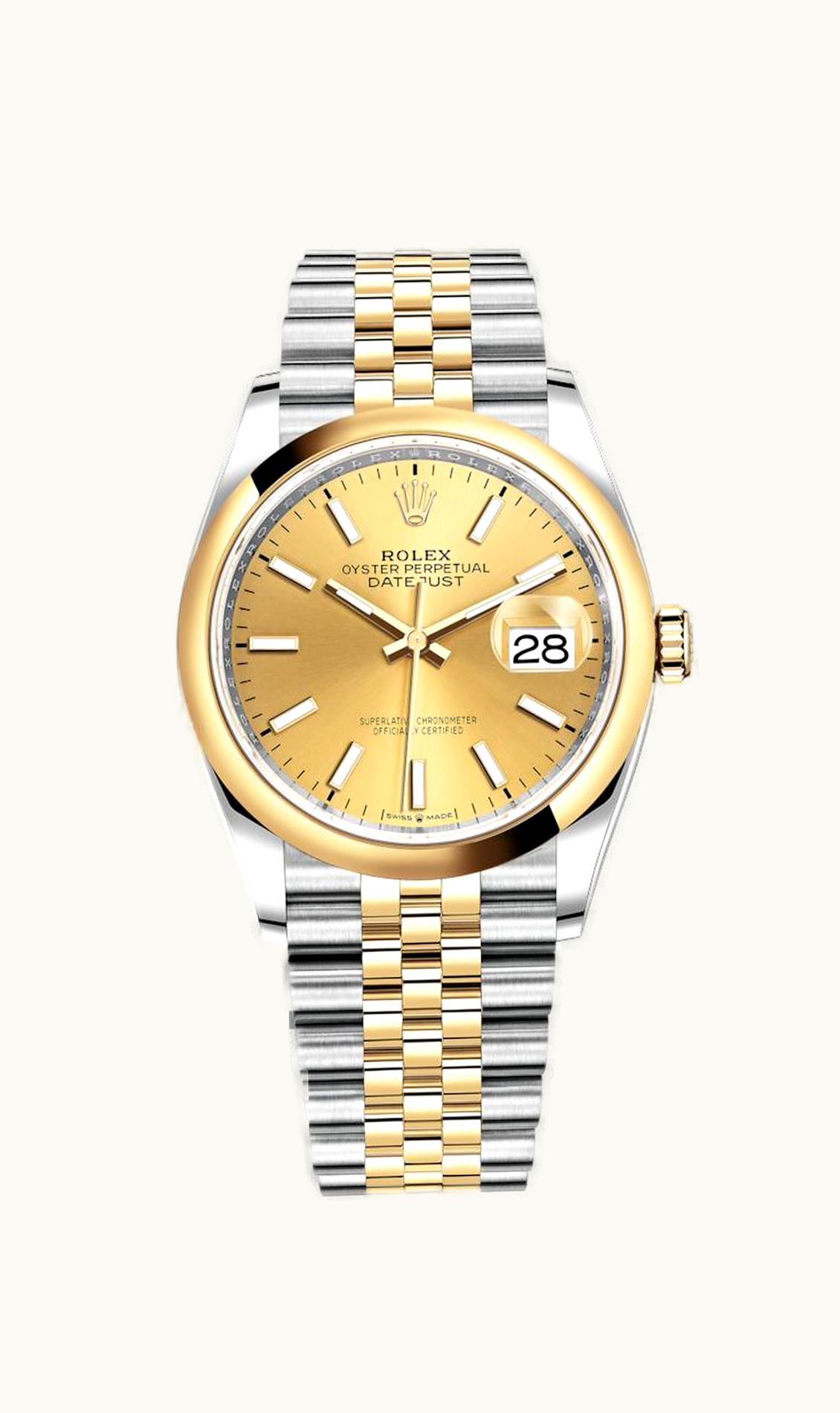 Rolex Datejust 36 Stainless Steel / Yellow Gold / Smooth / Champagne / Jubilee