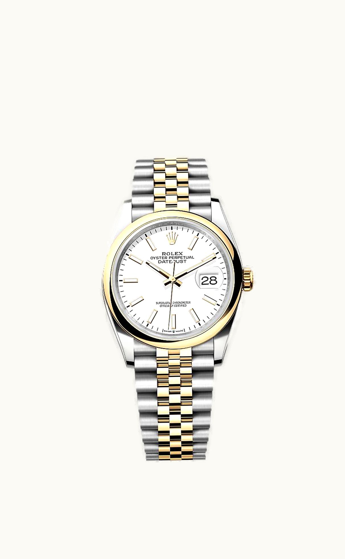Rolex Datejust 36 Stainless Steel / Yellow Gold / Smooth / White / Jubilee
