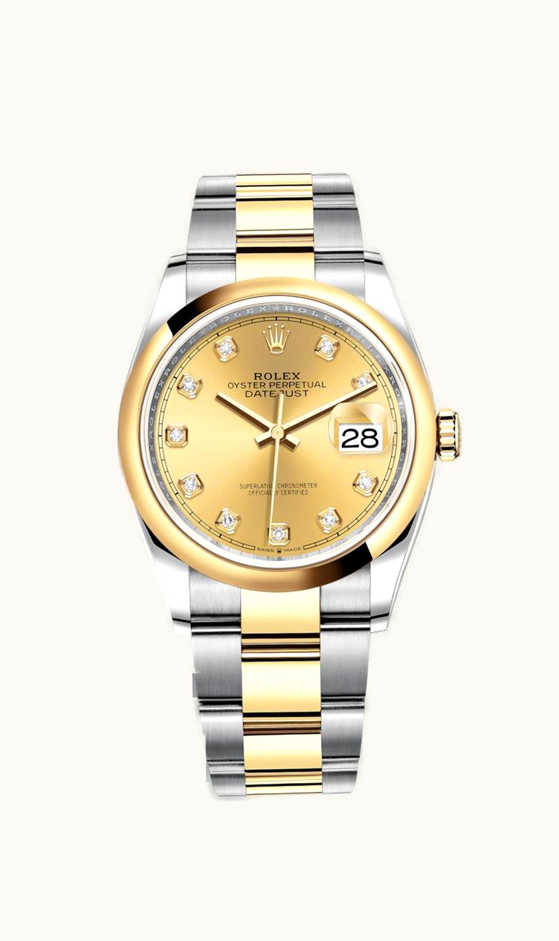 Rolex Datejust 36 Stainless Steel / Yellow Gold / Smooth / Champagne Diamond / Oyster