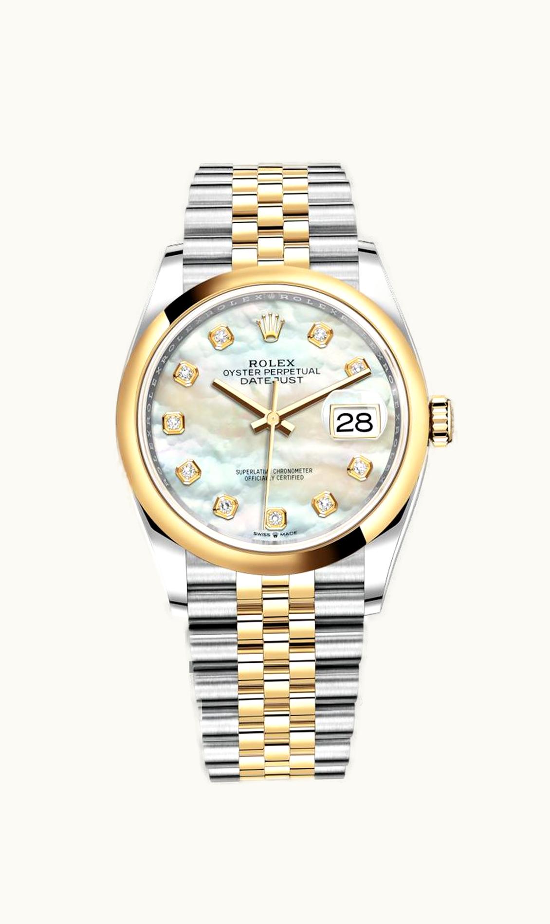 Rolex Datejust 36 Stainless Steel / Yellow Gold / Smooth / MOP Diamond / Jubilee