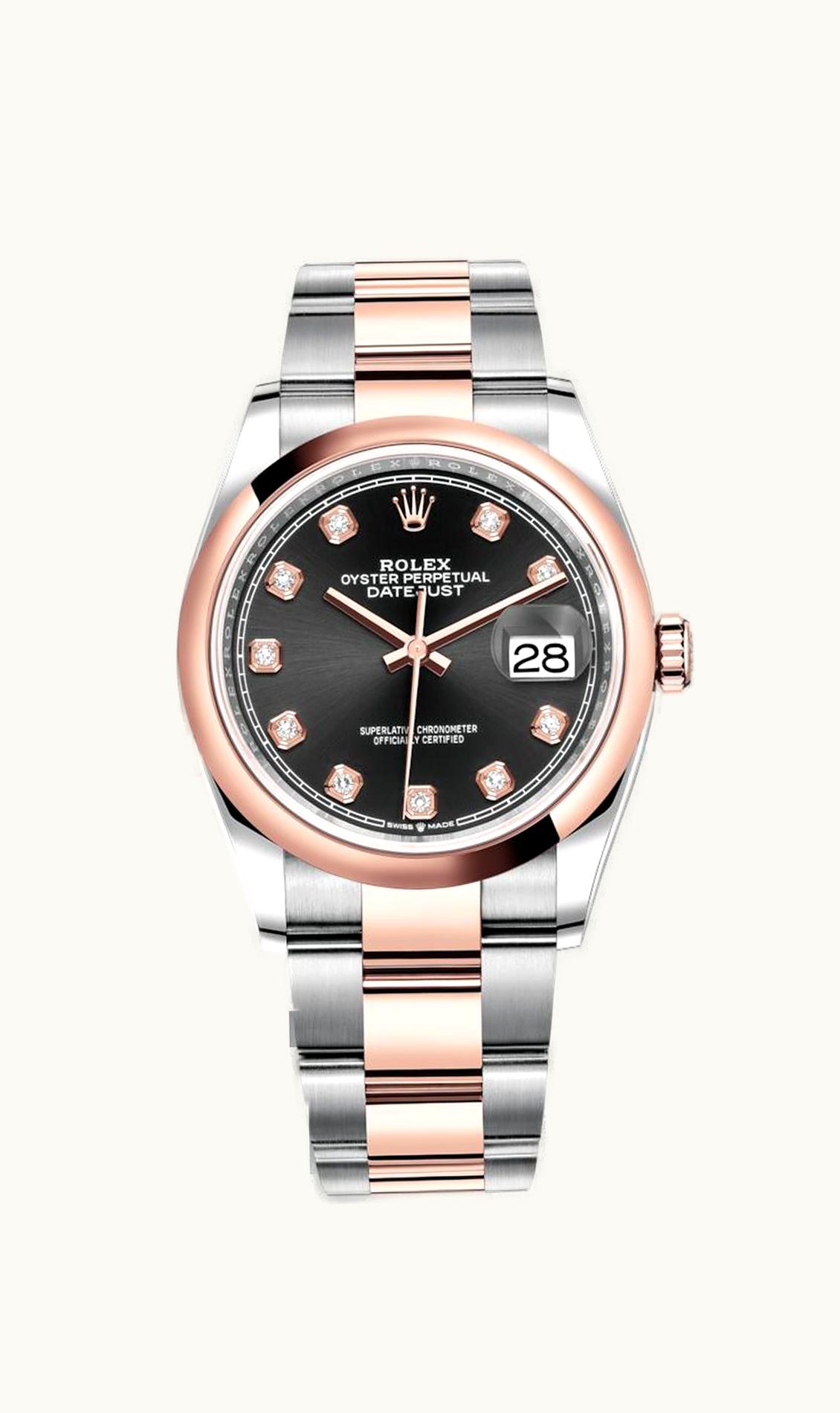 Rolex Datejust 36 Stainless Steel / Everose / Smooth / Black Diamond / Oyster