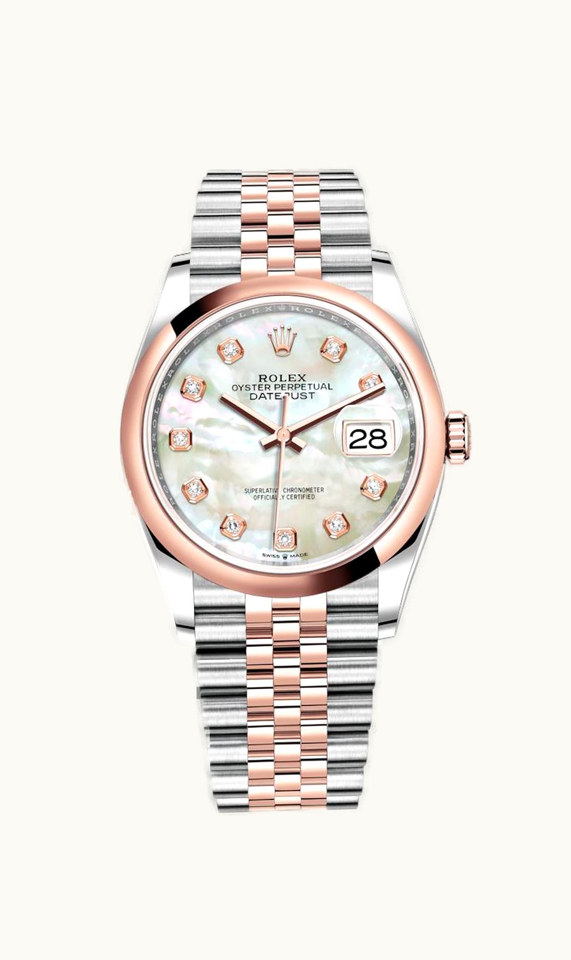 Rolex Datejust 36 Stainless Steel / Everose / Smooth / MOP Diamond / Jubilee