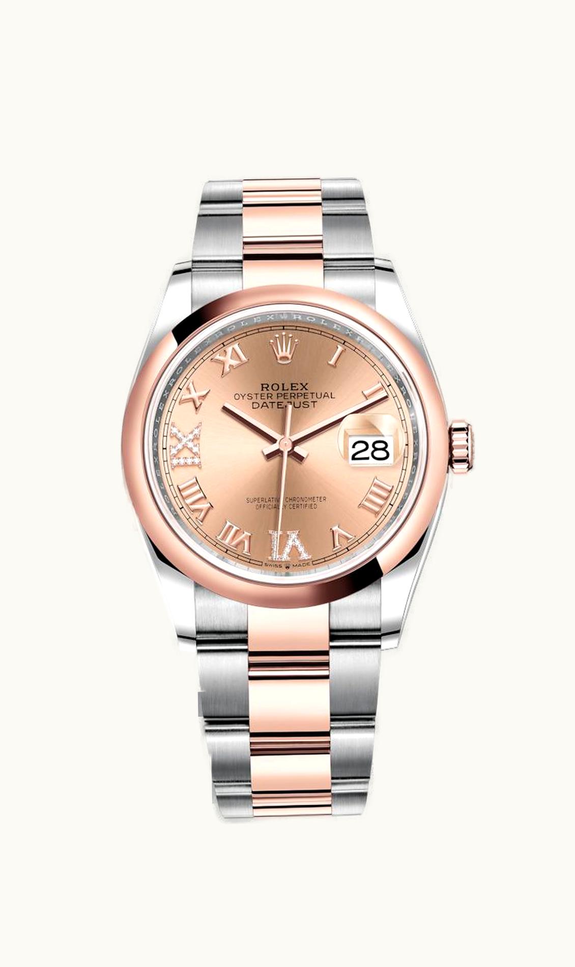 Rolex Datejust 36 Stainless Steel / Everose / Smooth / Rose Roman Diamond / Oyster