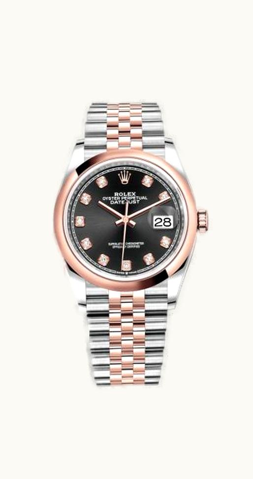 Rolex Datejust 36 Stainless Steel / Everose / Smooth / Black Diamond / Jubilee