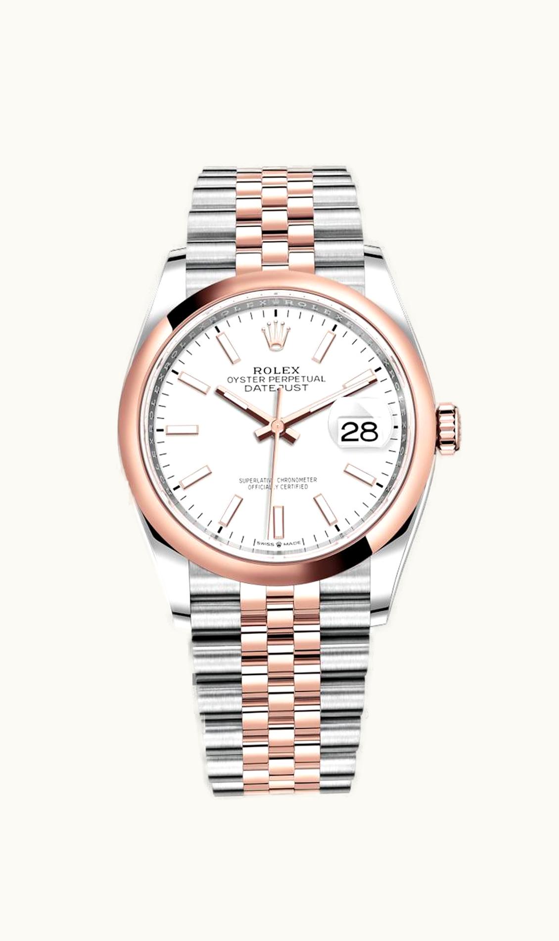 Rolex Datejust 36 Stainless Steel / Everose / Smooth / White / Jubilee
