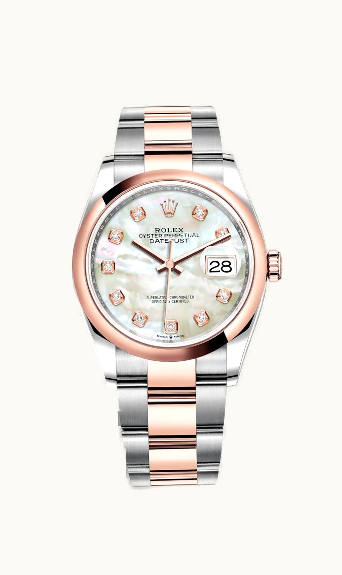 Rolex Datejust 36 Stainless Steel / Everose / Smooth / MOP Diamond / Oyster