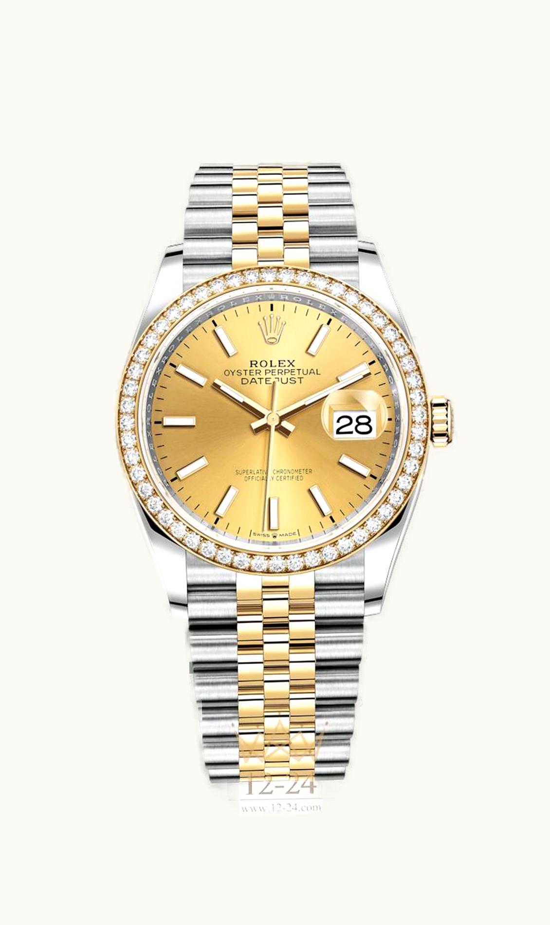 Rolex Datejust 36 Stainless Steel / Yellow Gold / Diamond / Champagne / Jubilee