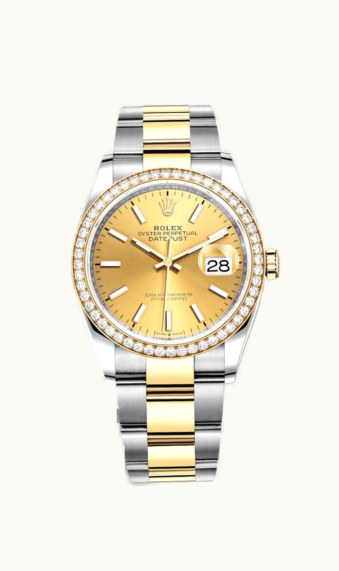 Rolex Datejust 36 Stainless Steel / Yellow Gold / Diamond / Champagne / Oyster