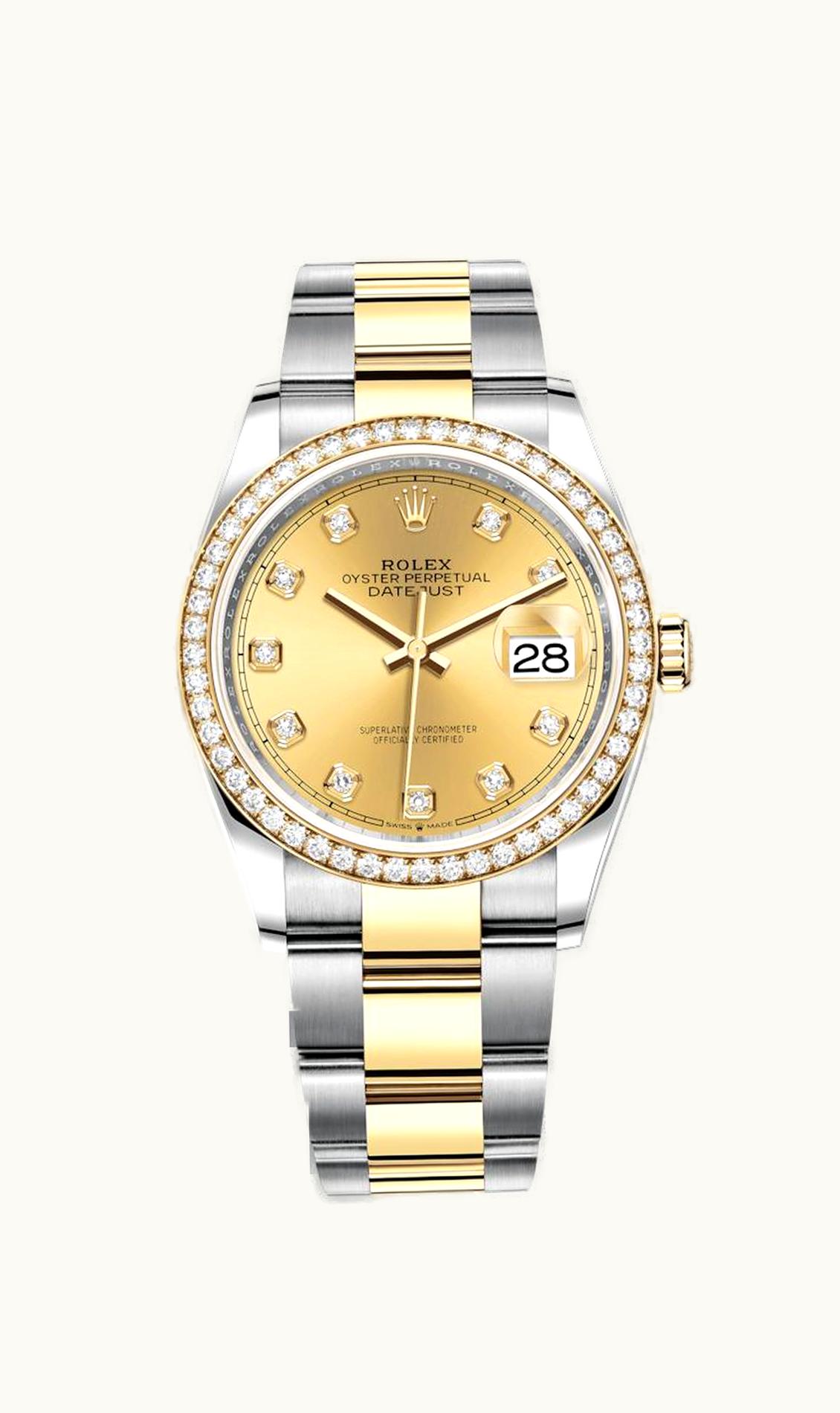 Rolex Datejust 36 Stainless Steel / Yellow Gold / Diamond / Champagne Diamond / Oyster