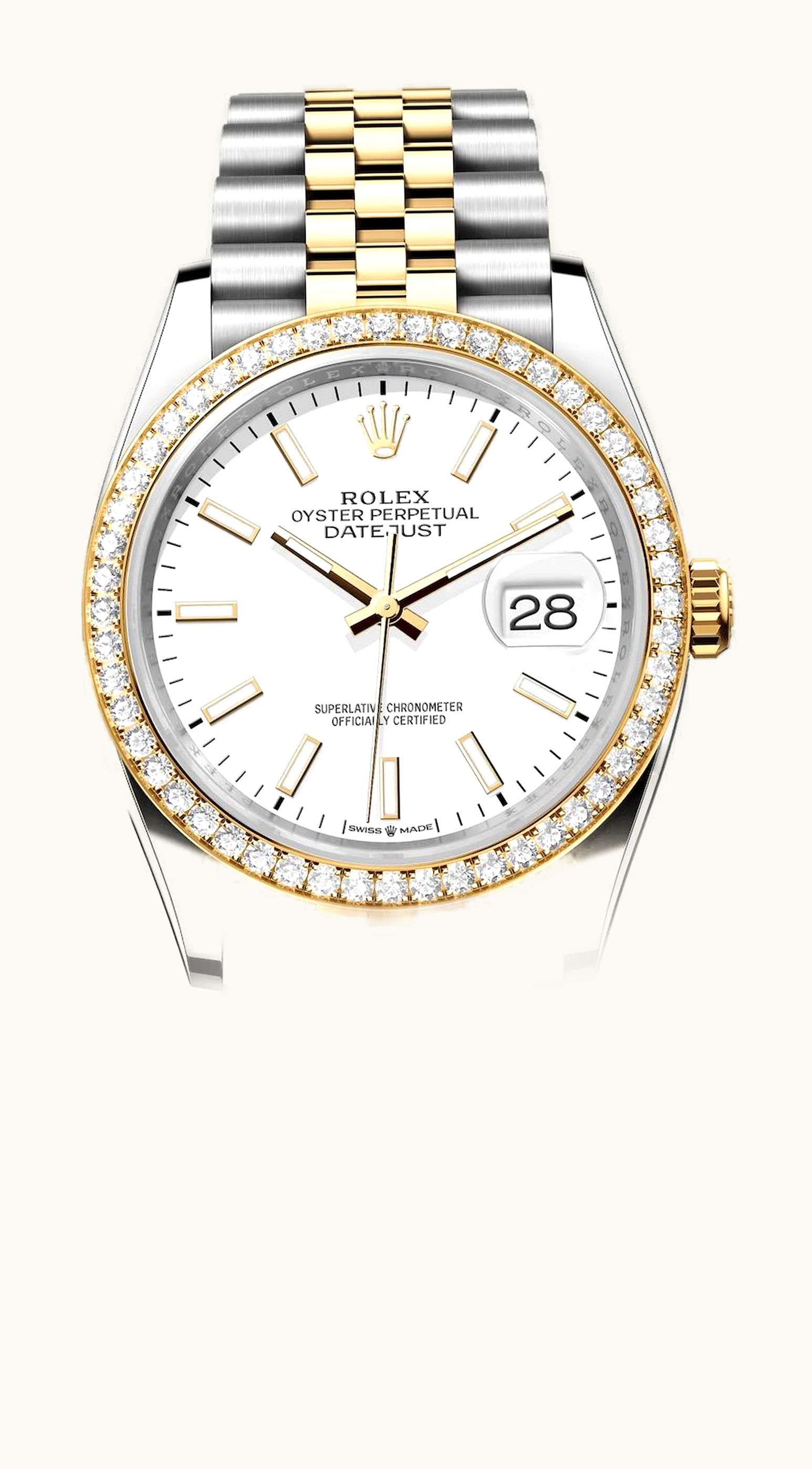 Rolex Datejust 36 Stainless Steel / Yellow Gold / Diamond  / White / Jubilee