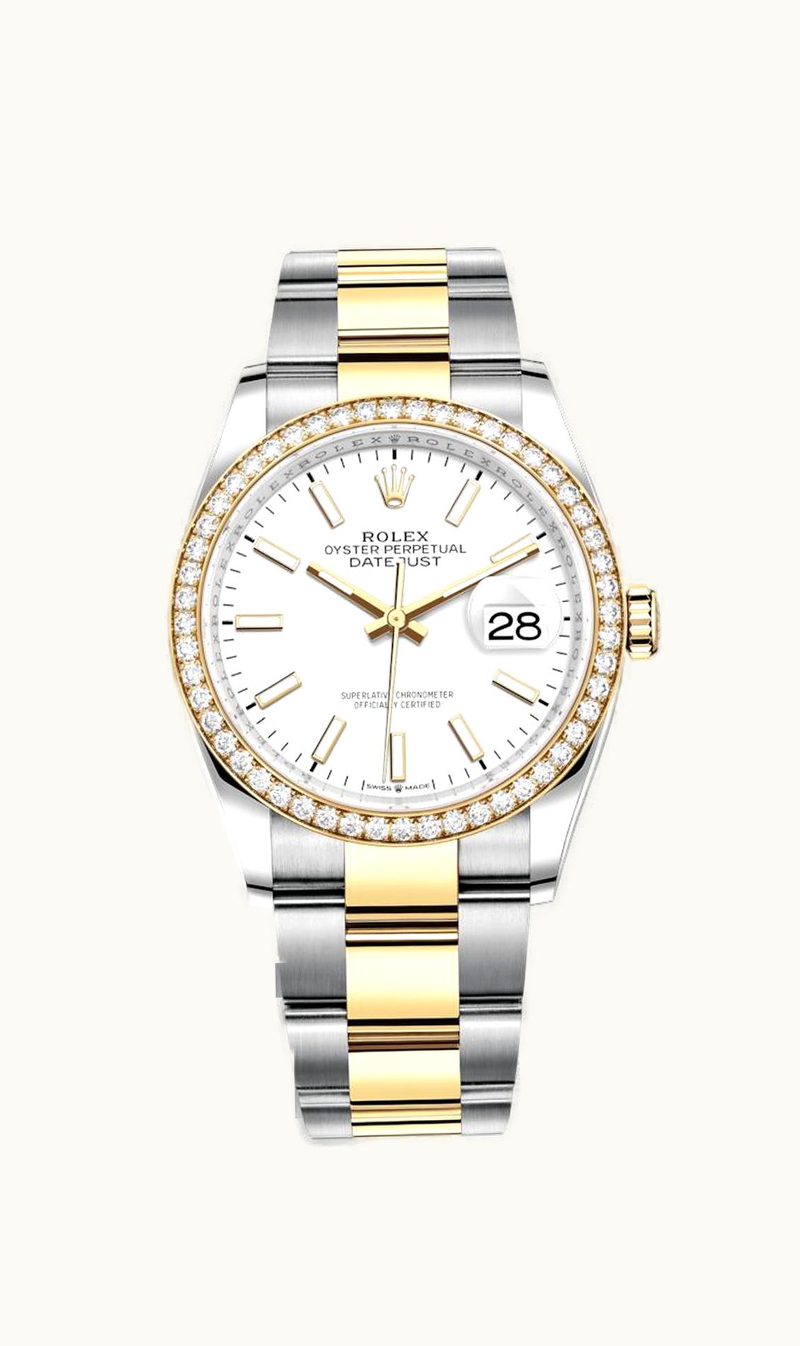 Rolex Datejust 36 Stainless Steel / Yellow Gold / Diamond / White / Oyster