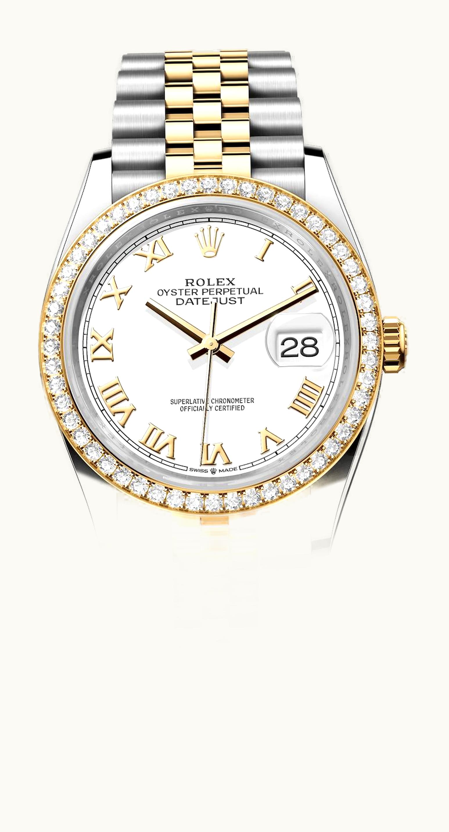 Rolex Datejust 36 Stainless Steel / Yellow Gold / Diamond / White Roman / Jubilee