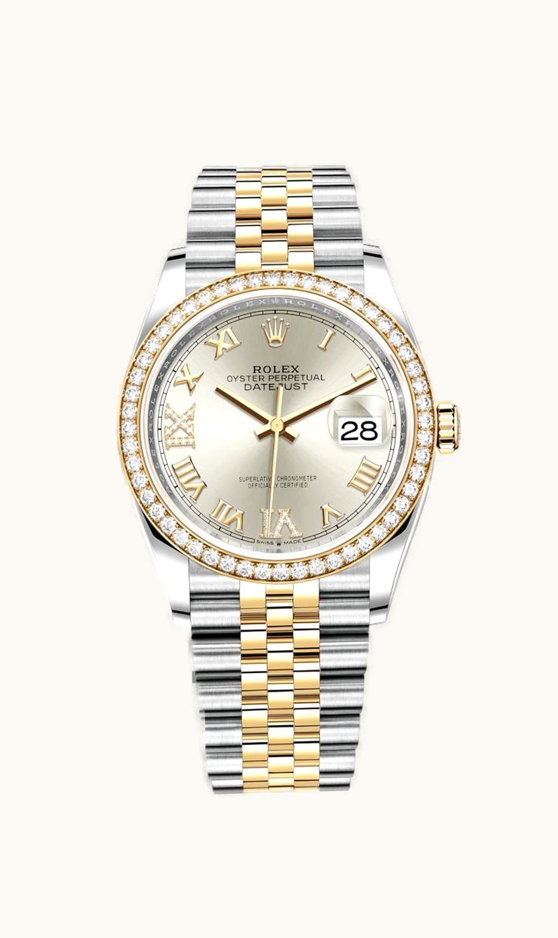 Rolex Datejust 36 Stainless Steel / Yellow Gold / Diamond / Silver Roman Diamond / Jubilee