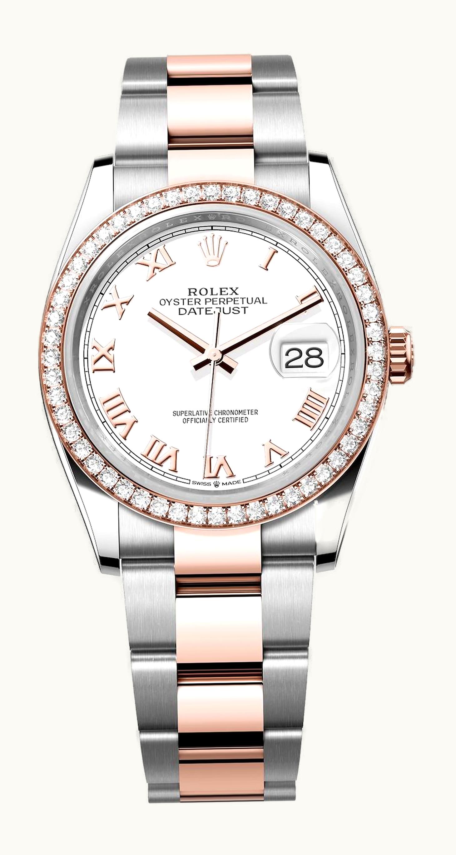 Rolex Datejust 36 Stainless Steel / Everose / Diamond / White Roman / Oyster