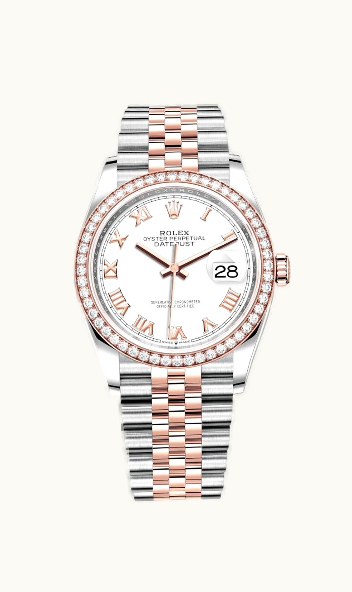 Rolex Datejust 36 Stainless Steel / Everose / Diamond / White Roman / Jubilee