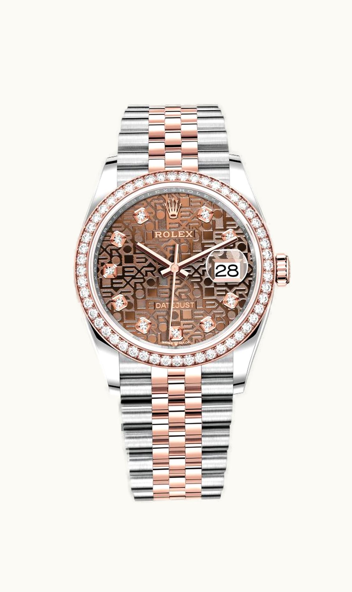 Rolex Datejust 36 Stainless Steel / Everose / Diamond / Chocolate Computer / Jubilee
