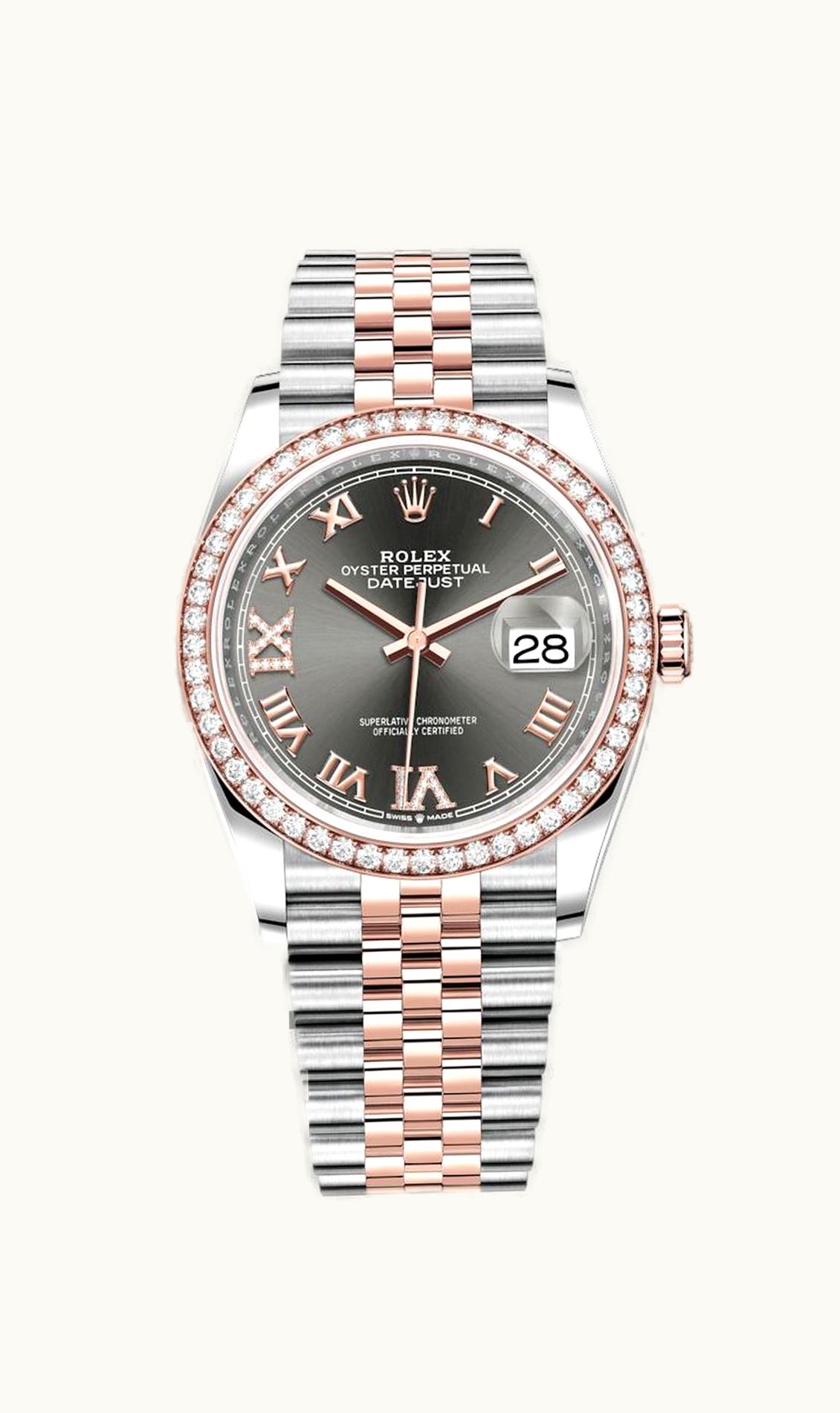 Rolex Datejust 36 Stainless Steel / Everose / Diamond / Slate Roman Diamond / Jubilee