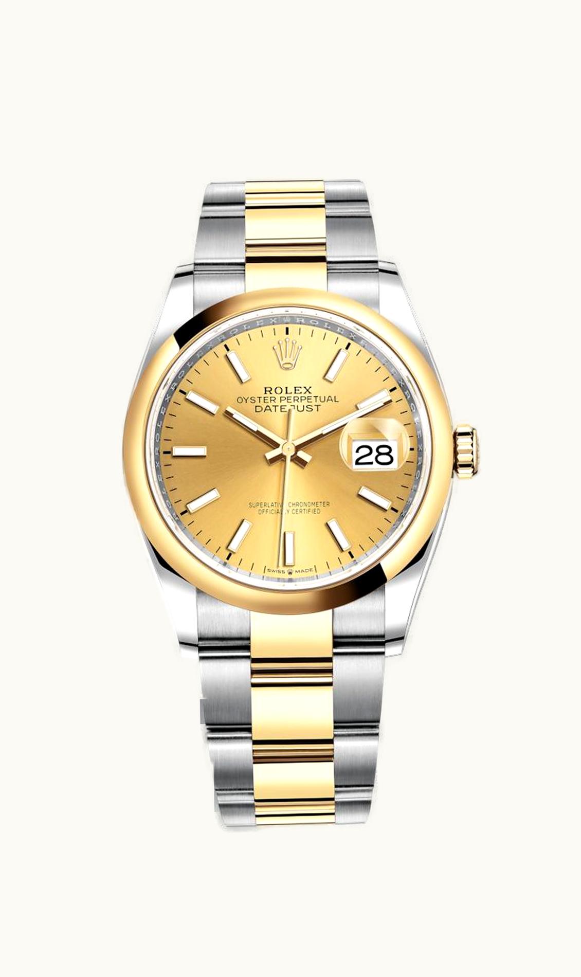 Rolex Datejust 36 Stainless Steel / Yellow Gold / Smooth / Champagne / Oyster