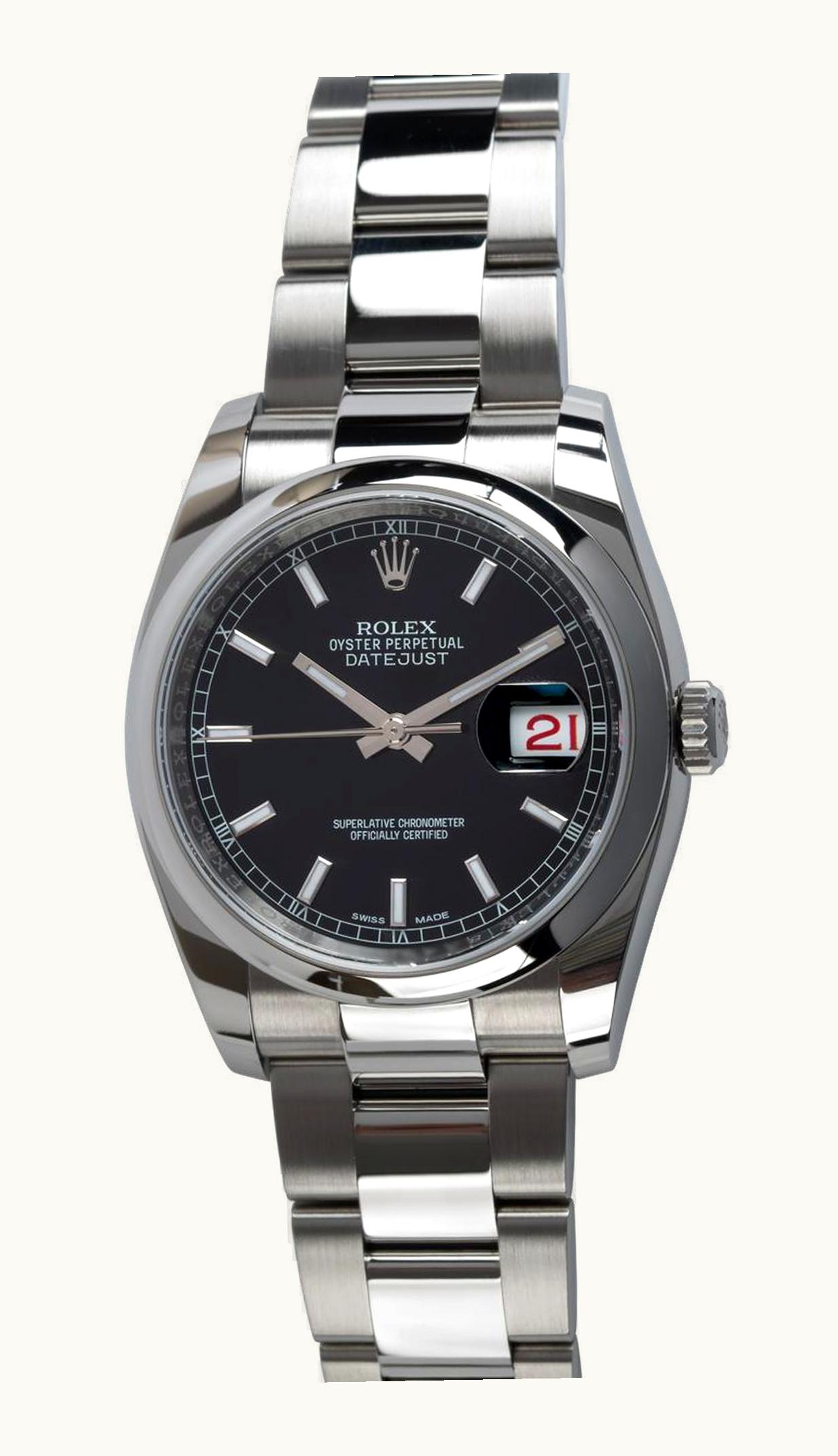 Rolex Datejust 36 Stainless Steel Domed / Oyster / Black