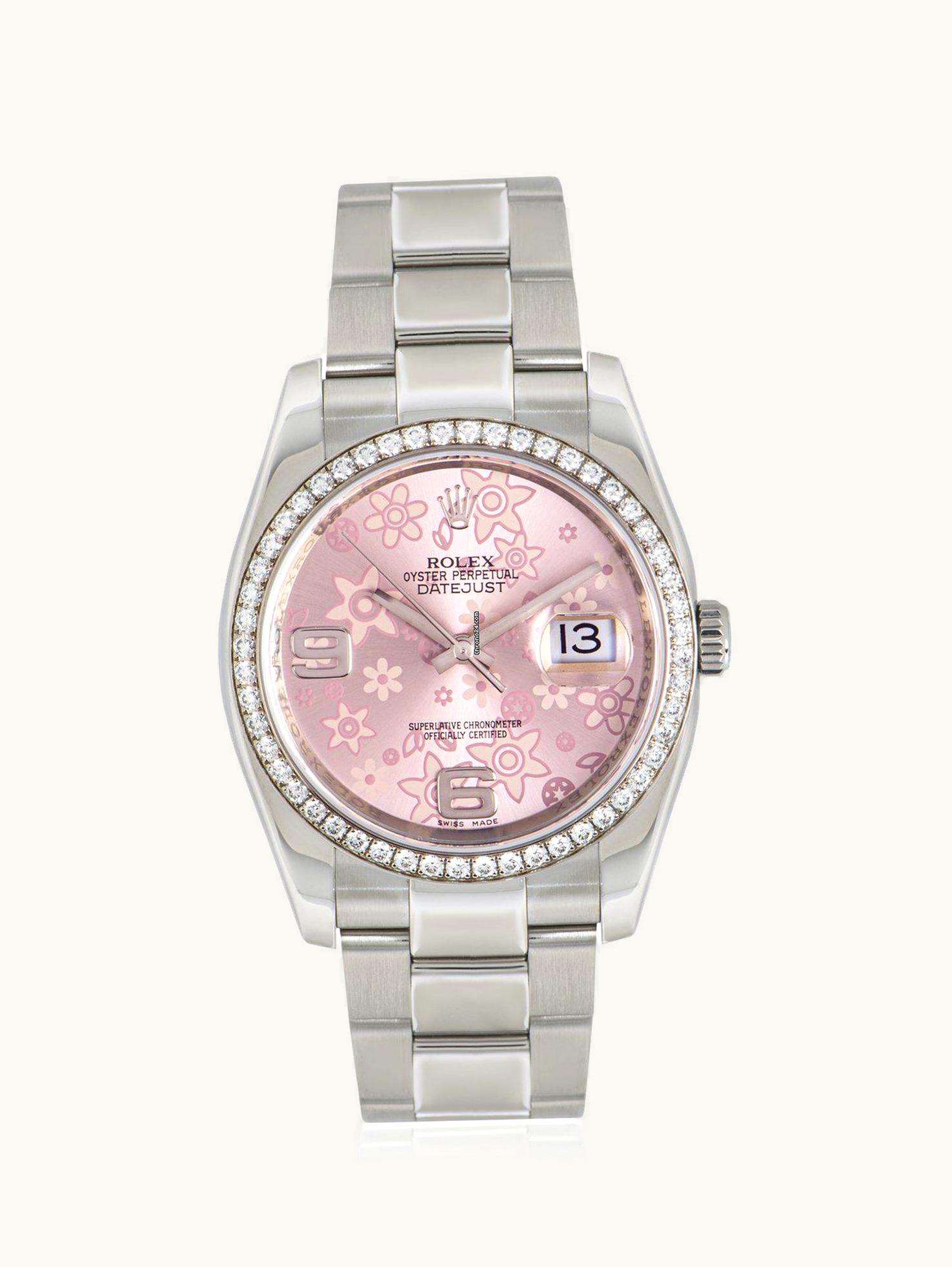 Rolex Datejust 36 Stainless Steel Diamond / Oyster / Pink Floral