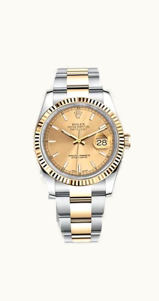 Rolex Datejust 36 Rolesor Yellow Fluted / Oyster / Champagne