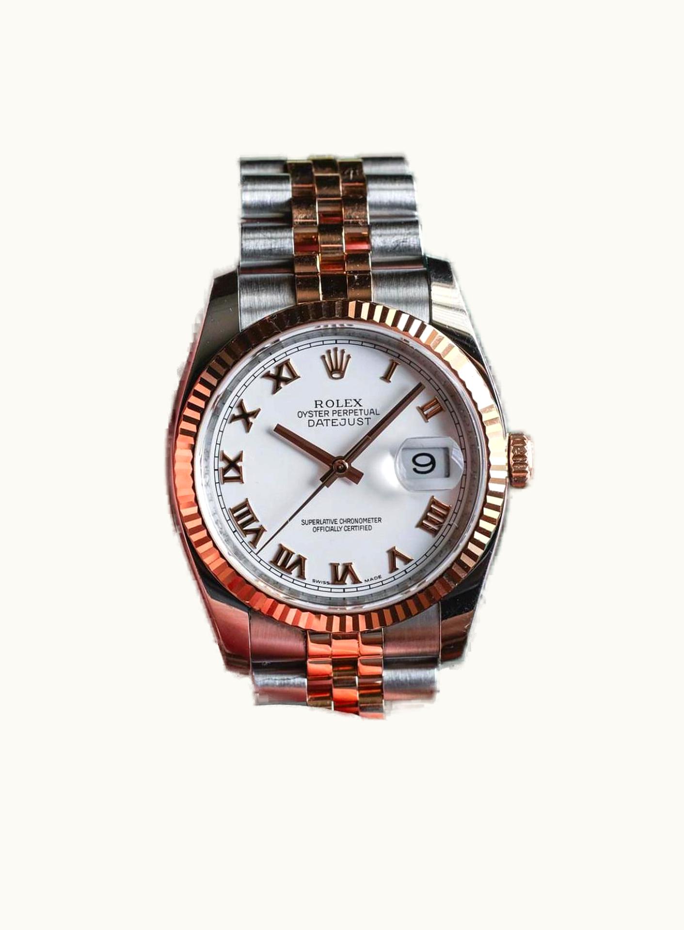 Rolex Datejust 36 Rolesor Everose Fluted / Jubilee / White Roman