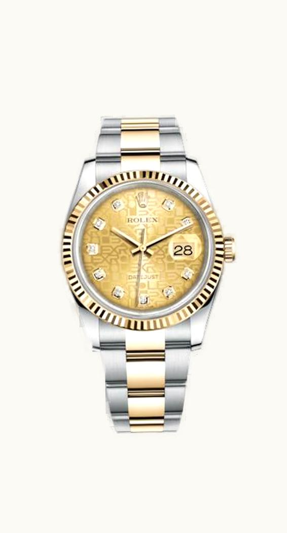 Rolex Datejust 36 Rolesor Yellow Fluted / Oyster / Champagne Computer
