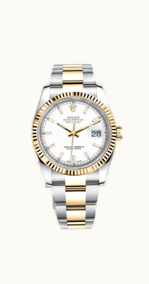 Rolex Datejust 36 Rolesor Yellow Fluted / Oyster / White